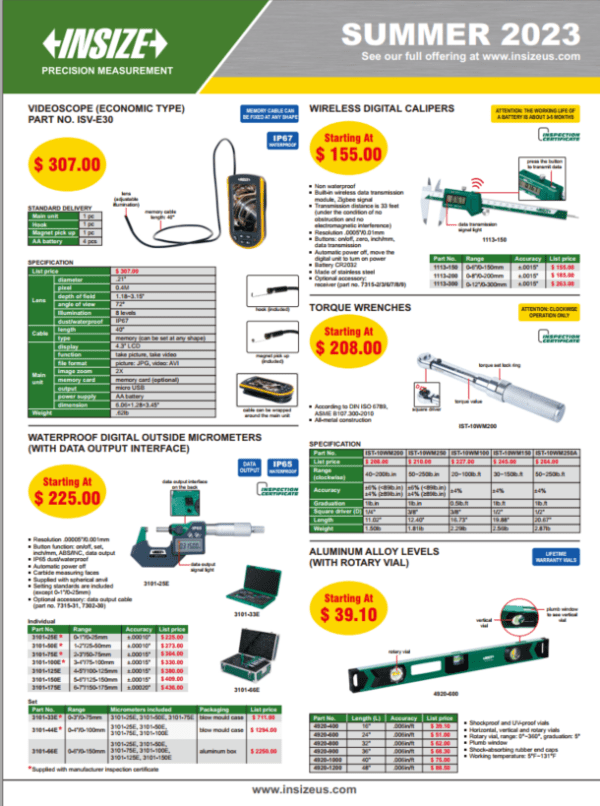 Catalog Insize INSIZE Measuring Equipment - Inspection Engineering